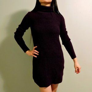 Wilfred Free Purple Turtleneck Merino Wool Sweater Dress, Size XS